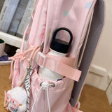KYLETHOMASW  -  Women's Large Capacity Star Print Backpack Clear Mesh Pocket Heart Decor Adjustable Strap Casual Daily School Itabag New