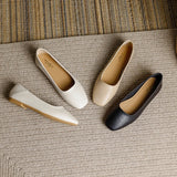 KYLETHOMASW  -  solid color soft bottom flats women square toe cozy working shoes female shallow mouth slip on loafers women mocasines size 43