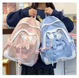 KYLETHOMASW  -  Women Students Contrast Color Patchwork Schoolbags Casual All Match Letter Printing Backpack Fashion Y2k Aesthetic Ins Backpacks