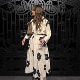 KYLETHOMASW  -  Autumn Girdling Women Dress Fashion Lapel Single Breasted Pleated Female Dresses Holidays Empire Fit And Flare Lady Robe