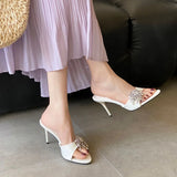 KYLETHOMASW  -  Luxury Rhinestones Women Super High Heels Pumps Shoes Female Slides Fashion Round Toe Party Sexy Ladies Thin Heels Shoes