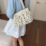 KYLETHOMASW  -  Women's Small Polka Dot Ruched Bow Shoulder Bag Sweet Retro Aesthetic Daily Dating Shopping Underarm Bag New Trend Handbags