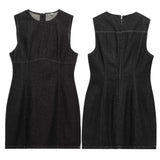 KYLETHOMASW  -  2025 Spring Minimalist Women's Denim Dress Elegant Denim Color Slim Fit Dress Tank Dress For Ladies