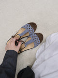 KYLETHOMASW  -  French-style woven head cover breathable sandals for women, 2025 summer new style, casual soft-soled Roman sandals