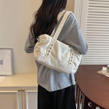 KYLETHOMASW  -  Women Canvas Washed Boston Tote Bag Solid Color Daily Commute Shoulder Crossbody Bags New Trend Fashion Handbags and Purses