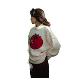 KYLETHOMASW  -  Autumn lazy style tomato pullover long sleeved knitted sweater versatile loose semi high neck niche sweater women's fashion