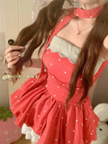 KYLETHOMASW  -  Japanese Lovely Strapless Slim Waist Tanks Bud Off Shoulder Ball Gown Elegant Camis Patchwork Panelled Minority Literary Tees