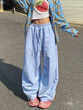 KYLETHOMASW  -  Striped Cargo Pant Women Summer High Waist Y2K Wide Leg Pants American Fashion Loose Dance Streetwear Lady Long Trousers