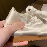 KYLETHOMASW  -  Women's German Training Shoes 2025 Summer Pearl Mesh Breathable Forrest Gump Shoes Soft Sole Silver and White