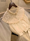 KYLETHOMASW  -  Spring French Retro Elegant Princess Blouse Women Lace Lolita Design Long Sleeve Tops Female Slim Fairy Korean Popular Clothes