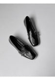 KYLETHOMASW  -  Elegant Burgundy Square Toe Loafers Women Fashion Metal Buckle Stitching Designer Shoes Comfortable Commuting Flat Office Shoes