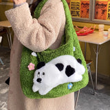 KYLETHOMASW  -  Cute All-match Fashion Design Tote Bag Plush Handbags Doll Detachable Schoolbag Largr Student Bags Women