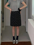 Kylethomasw   -  Autumn New Polka Dot Midi Skirt Women 2024 High Waist Chic Vintage A-line Fadas Korean Fashion Elegant Short Skirts Femme