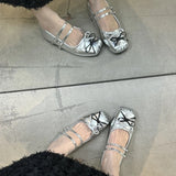 KYLETHOMASW  -  Bow Color Blocking Mary Jane Shoes Square Head Soft Bottom Fashion Dress Footwears Shallow Mouth Single Casual Belt Buckle Pumps