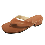 KYLETHOMASW  -  Summer Fashion Thin Low Heels Slippers Women Round Clip Toe Beach Casual Sandals Flip Flops Shoes Zapatos De Mujer