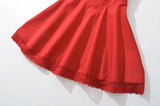 KYLETHOMASW  -  Women Lace Spliced Party Mini Vintage Dresses Puff Sleeve V Neck Low Waist A-line Summer Dress Lace Up Birthday Robe