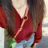 KYLETHOMASW  -  Autumn New V Neck Knitted Cashmere Cardigan Women Korean Casual Solid Color Single Breasted Long Sleeved Sweater Outwear T470