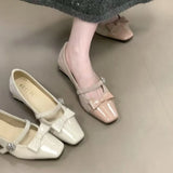KYLETHOMASW  -  French Square Toe Block Heel Bow Shallow Single Shoes for Women New Spring and Summer Mary Jane Shoes