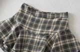 KYLETHOMASW  -  American Retro Contrast Color Plaid Ruffles Hem Mini Skirt Sexy High Waist Short Skater Skirts With Underwear