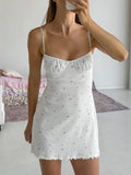 KYLETHOMASW  -  Printing Female Pajama Spaghetti Strap Sleepwear Backless Nightgown Sleeveless Nightie Mini Dress Casual Home Clothes