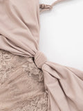 KYLETHOMASW  -  Spaghetti Strap Slim Lace Patchwork Sheer Holiday Party Dresses for Women Summer Khaki Sheath Slim Fit Streetwear Vestido