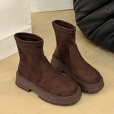 KYLETHOMASW  -  Women Chelsea Ankle Boots Autumn 2025 Suede Snow Short Botas Platform Mid Heels Women Shoes Designer Brand Casual Sport Boots