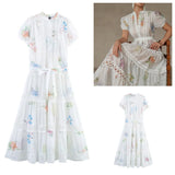 KYLETHOMASW  -  European and American style new elegant dress floral print hollow design large swing skirt