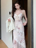 KYLETHOMASW  -  Summer Sweet and Sexy Bodycon Lace Dress for Women V Neck Asymmetrical Hem Slim Fit Spaghetti Strap Tea Dress Y2K Hot Girl Style
