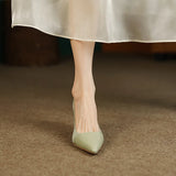 KYLETHOMASW  -  Spring Autumn New Splicing Shallow Mouth Single Shoes Women French Pointed Toe Temperament High Heels