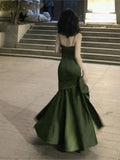 Kylethomasw French High-end Design Sling Backless Waist Slim-fit Bag Hip Pleated Bow Fishtail Long Dress Banquet Evening Dress