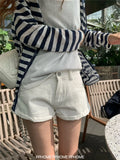 KYLETHOMASW  -  New Beige High Waist Denim Shorts Women Vintage Casual Mini Jeans Shorts Summer 2026