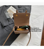 KYLETHOMASW  -  Ladies Fashionable PU Leather Square Box Bag Urban Simple Style Shoulder Crossbody Bag Daily Match Soft Hardness Zipper Opening