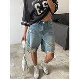 KYLETHOMASW  -  Y2k Shorts Denim Shorts Women Distressed Ripped Casual High Waist Vintage Baggy Streetwear Summer Fashion