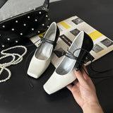 KYLETHOMASW  -  Square-toed Mary Jane Shoes Women Pumps Mixed Colors Designer Slingback Shoes Female Retro Ankle Straps High Heels Mary Jane