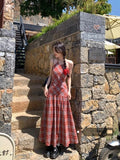 KYLETHOMASW  -  Contrast Color Plaid Halter Neck Suspender Elegant Dresses For Women Fashion Summer 2024 Dress Backless Strappy Long Party Dress