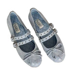 KYLETHOMASW  -  Women Genuine Leather Bow Mary Jane Shoes Shallow Ballet Style Women Shoes Outdoor Casual Comfortable Flat Shoes Fashionable