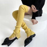 KYLETHOMASW  -  Knitted Lolita Thigh High Socks Long Socks for Women Spicy Girl Autumn/Winter Leg Covers Button Split y2k Pile Socks