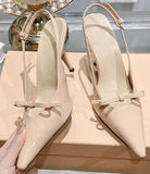 KYLETHOMASW  -  One Line Buckle High Heels Women's Slim Heels New Summer Style Bow Tie Wrap Hollowed Out Patent Leather Sandals
