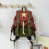 KYLETHOMASW  -  Cute Large Capacity Lucky Star Backpack Korean Style Multi-pocket Drawstring Schoolbag Y2K Nylon Hiking Camping Bag Students