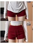 KYLETHOMASW  -  Red Drawstring Wide Leg Casual Pants Women's Loose Lazy Style Versatile Slimming Shorts Summer New Style High Waist Straight