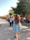 KYLETHOMASW  -  Slightly French Girl Dresses Niche Sweet Plaid Bubble Sleeve Dress Women Summer New Waist Irregular Beautiful Vestido
