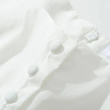 KYLETHOMASW  -  Sexy White Embroidery Floral Low Waist Mini Tank Dress Women Open Buttons Neck Bodycon Sleeveless Ruched Hem Swing Party Robe