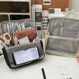 KYLETHOMASW  -  Pen Bag Vertical Makeup Bag Pencil Case Partitioned Skincare Storage Bag Multifunctional Makeup Brush Storage Cosmetic Bag
