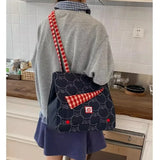 KYLETHOMASW  -  Contrast Plaid Bags for Woman Underarm Shoulder Bag Apple Pattern Bolsos mujer Tote Sac Femme Commuter Bolsas Youth Bolsa