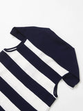 KYLETHOMASW  -  2025 Summer Retro Preppy Style Striped Dress Women Zippers Knitted Dress Casual Mini Dress Women