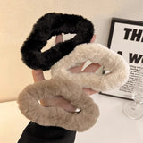 Kylethomasw Large Solid Color Plush Cloud Hair Clips Women Korean Fashion Simple Hairpin Elegant Girls Shark Clip Hair Accessories