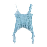 KYLETHOMASW  -  Ruffles Summer Mesh Camis Tops Boho Floral Printed Tank Top vintage Sleeveless Sexy V Neck Knitted Camis Strap women's Blouse