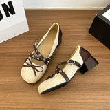 KYLETHOMASW  -  New Spring Vintage Thick Heel Women Mary Jane Shoes Concise Belt Buckle Shoes Female Elegant Party Dress Pumps