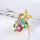 Kylethomasw European And American Jewelry Wholesale Colorful Zircon Flowers Brocade Butterfly Flowers Forest Sweet Ring