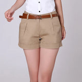 KYLETHOMASW  -  Solid Color Summer Button Zipper High Waist Pockets Women's Clothing Sashes Straight Slim Commuter Vintage Casual Sexy Shorts